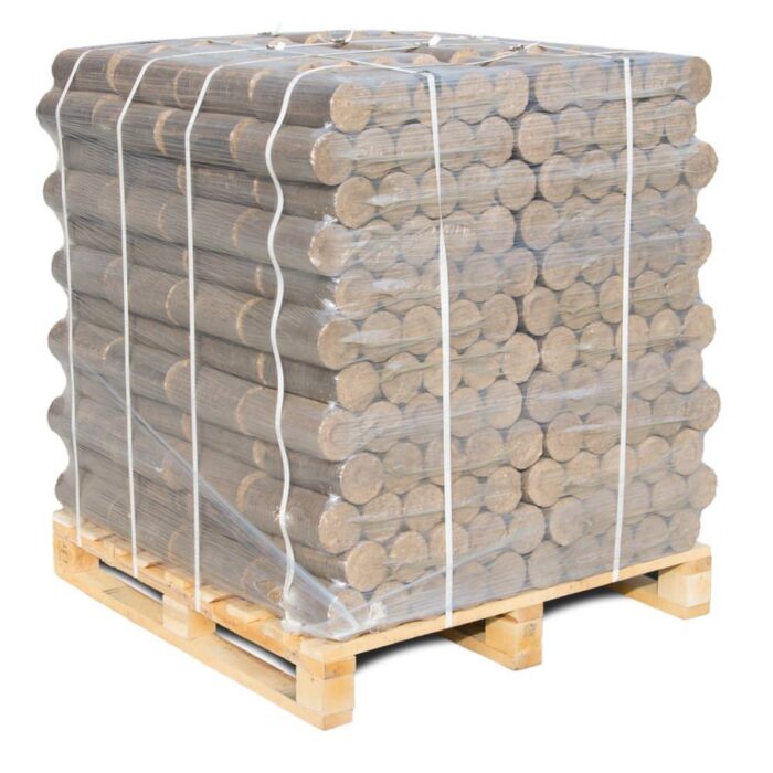 PREMIUM Hartholzbriketts rund 960kg Palette – Bild 1