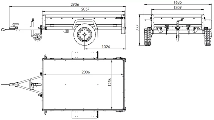 Anhänger für Pkws Garden Trailer 201 KIPP 200×125 cm 750 kg [mit Flachplane, Stützrad und Flachplaneträger] – Bild 2