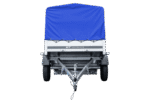 Auto Anhänger 230×125 Garden Trailer 230 KIPP Unitrailer 750 kg mit Stützrad, blauer Hochplane und Hochspriegel – Bild 6