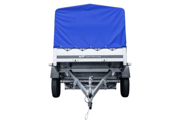 Auto Anhänger 230×125 Garden Trailer 230 KIPP Unitrailer 750 kg mit Stützrad, blauer Hochplane und Hochspriegel – Bild 6