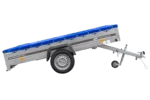 Einachsanhänger 264×150 UNITRAILER GARDEN 265 KIPP mit einem Flachplanenträger und blauer Plane – Bild 4
